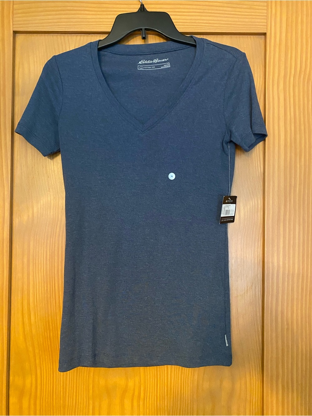 Eddie Bauer Women’s Dusty Indigo Favorite Short-Sleeve V-Neck T-Shirt NWT S
